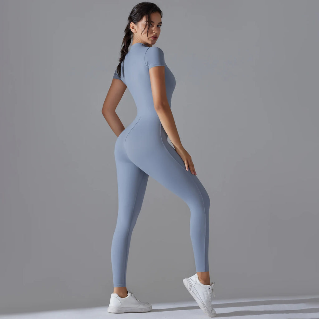 Breathable Fitness Bodysuit/Solid Stretchable Yoga Suit/Quick Drying Sport’s Wear/Women's Gym Push Up Workout.