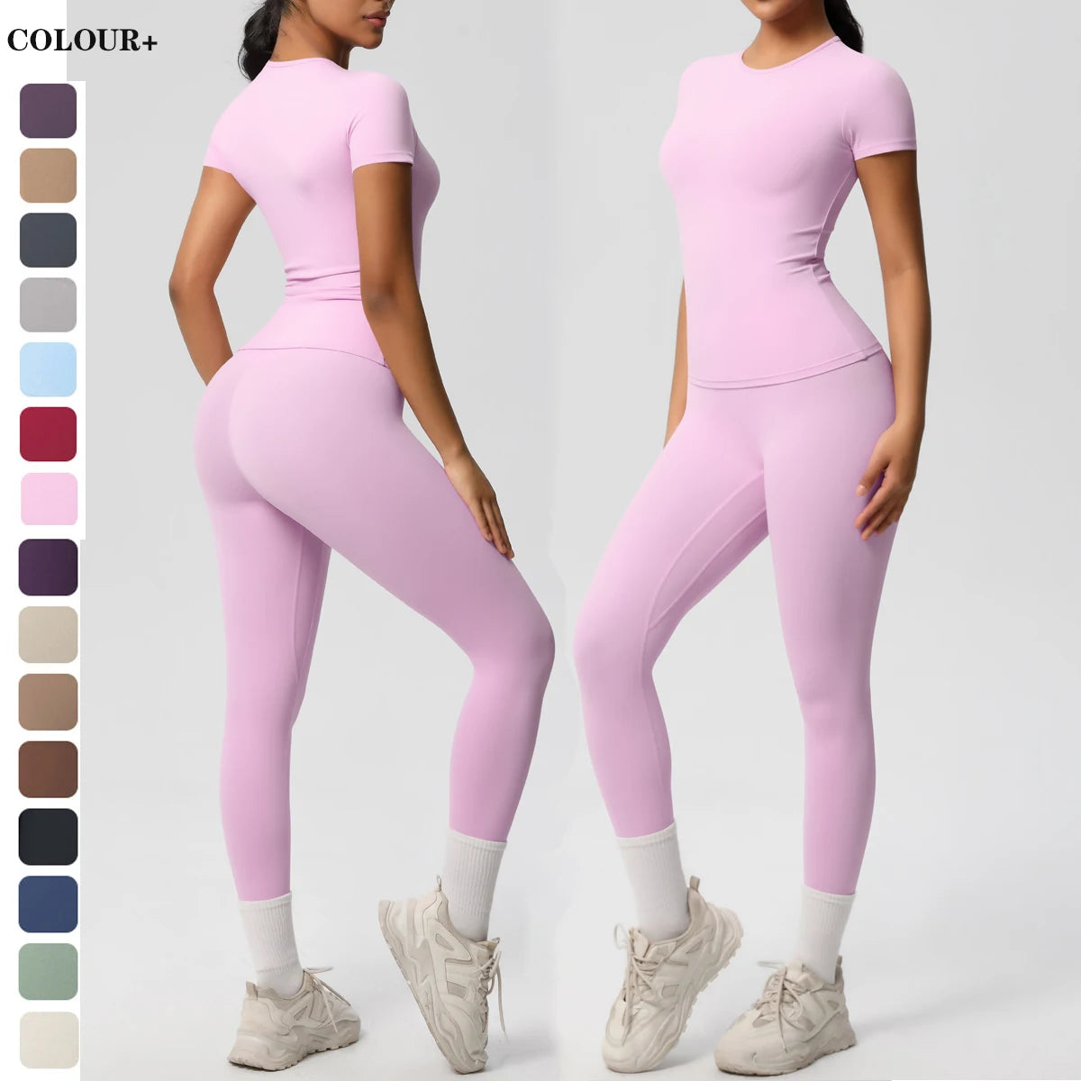 Perfect Blended Colored Set/2pcs Athletic Wear Yoga Set/Workout Sportswear Gym Clothing Fitness/Long Sleeve Crop Top High Waist Legging Sports Bra.