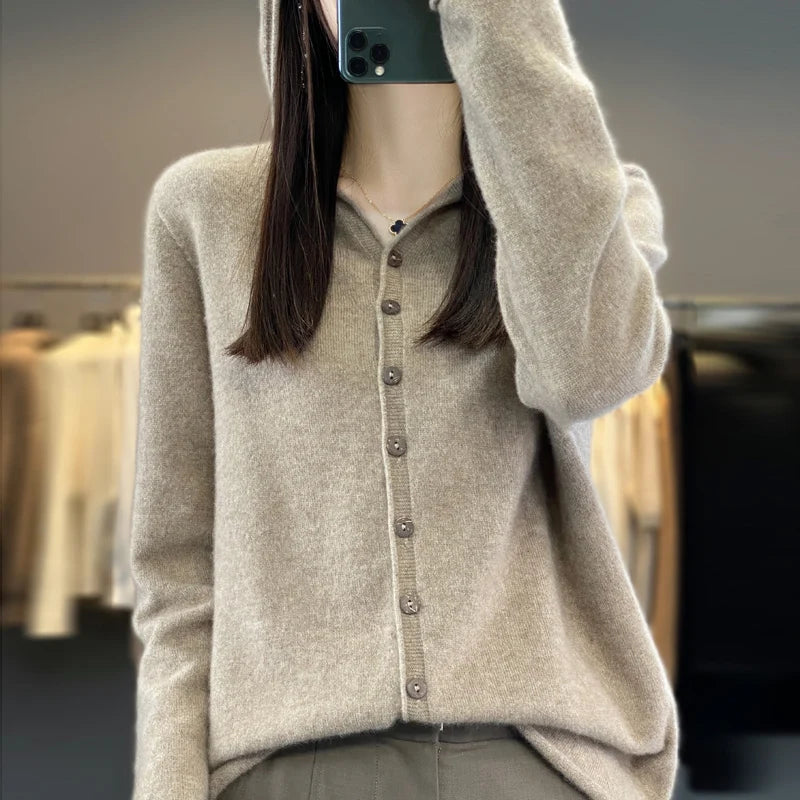 Women’s Soft Knit Hooded Button-Up Cardigan | Cozy Lightweight Hoodie Sweater for Fall & Winter | Casual Chic Layering Top