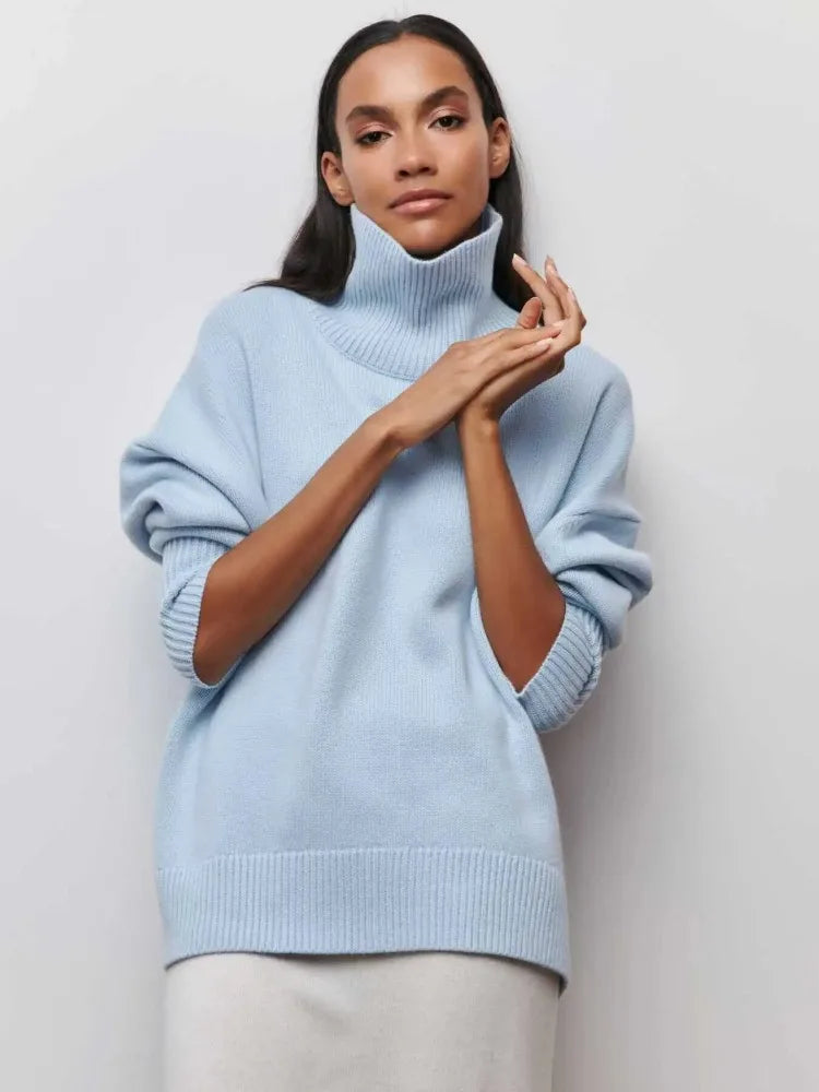 Solid Loose Sweater Fashion Elegant/O-neck Long Sleeve Knitted Pullover/Autumn Female Warm Thick Tops/Comfy Jumpers/