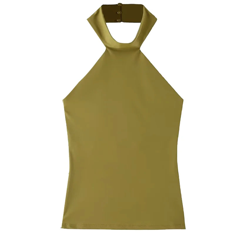 HXAO Halter Top Women Tank Top’s/Sexy Off Shoulder Sleeveless Backless Tops Elegant Vest.