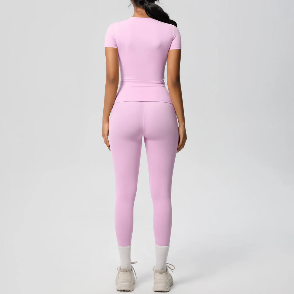 Perfect Blended Colored Set/2pcs Athletic Wear Yoga Set/Workout Sportswear Gym Clothing Fitness/Long Sleeve Crop Top High Waist Legging Sports Bra.