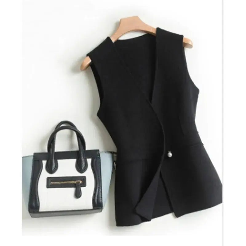 Solid Versatile Autumn Woolen Solid/Western Commuting Loose/Comfortable Clothing Women Vests.