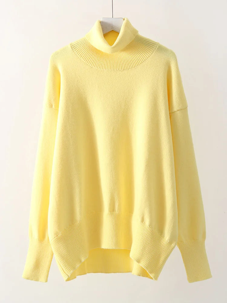 Loose Fitted Turtleneck Sweater’s/Women Winter Pullover Trend’s/Oversize Sweater/New Solid Jumper Turtleneck Sweater’s.