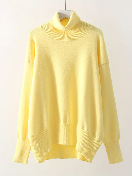 Loose Fitted Turtleneck Sweater’s/Women Winter Pullover Trend’s/Oversize Sweater/New Solid Jumper Turtleneck Sweater’s.