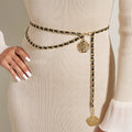 Luxury Quality Metal Waist Chain Belts/Women Round Flower Pendant Chain Strap Rope  Fine For a Waistband Dress.