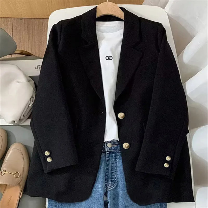Autumn Vintage Button up Blazer/Long Sleeve Casual Slim Outerwear/V-Neck Style/Broadcloth Blazer.