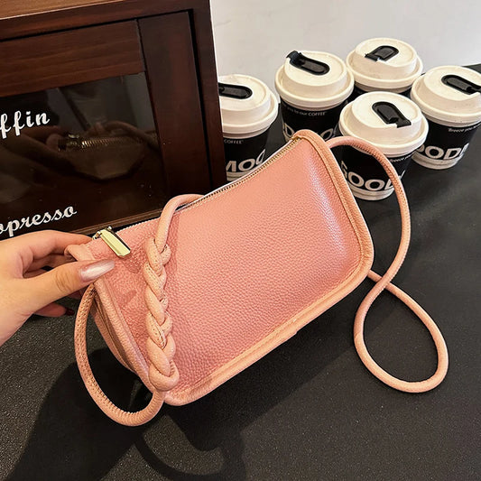 Modern Blend Boutique™ | Luxe Genuine Cowhide Leather Crossbody Bag – Premium Braided Strap Shoulder Purse for Women