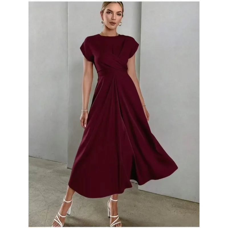 Elegant Corset Party Dress. Elegant Short Sleeve O Neck Bandage Satin Long Evening Guest Gala Cocktail Guest Dress