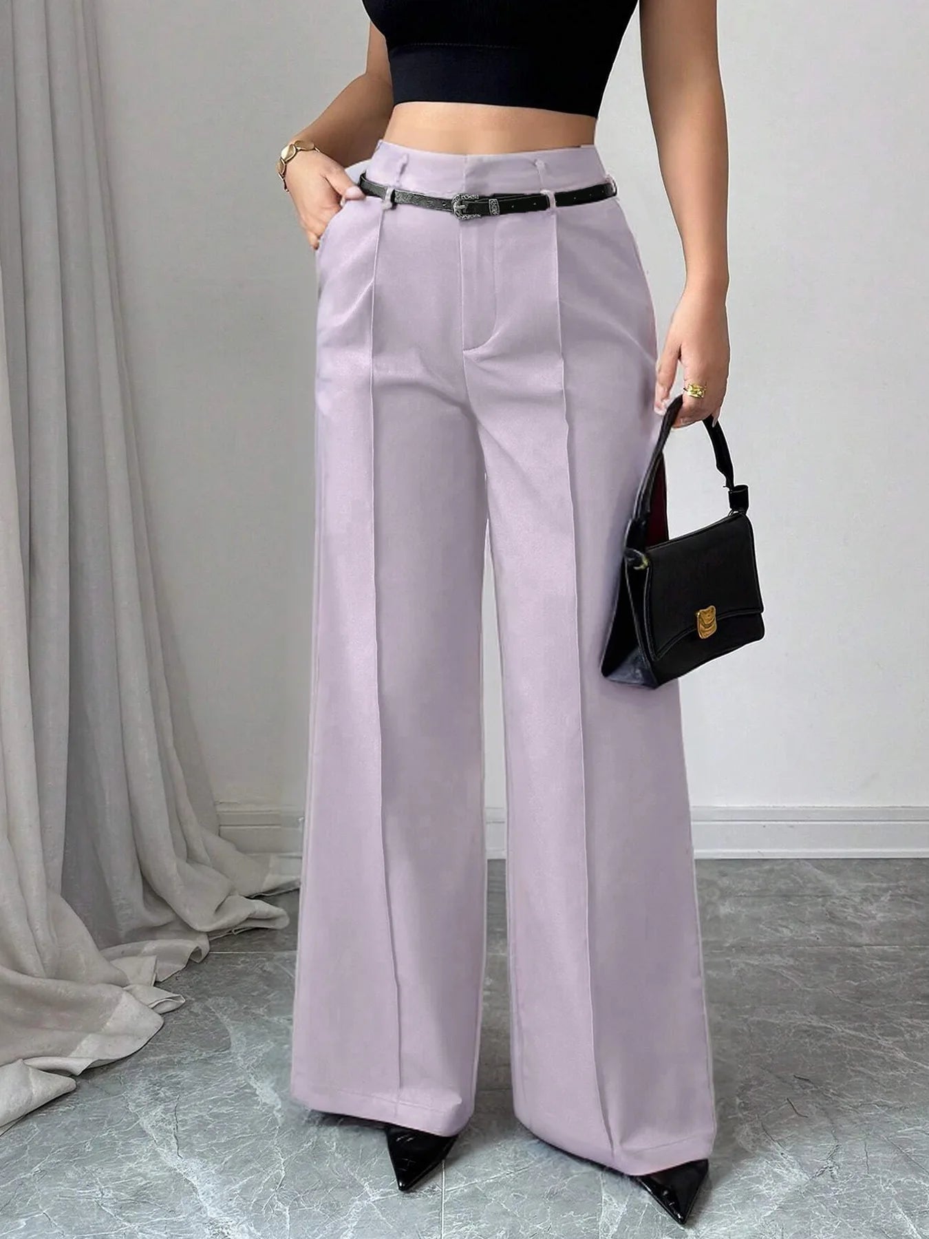 Modern Commense Trouser’s/Loose Fitted Pant’s/Tatting Designed/Slightly Stretched Pant’s/Comfortable High Ride Wear/Plain Full Length/ Wide Leg Pant’s.