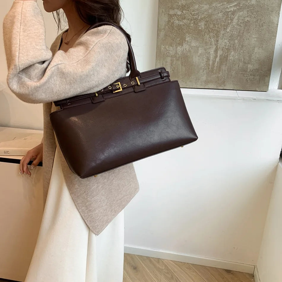 Luxury Large Capacity Tote Bag for Women – Elegant PU Leather Designer Work Handbag
