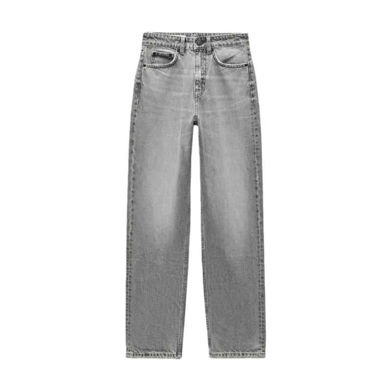 Women’s High-Waisted Straight-Leg Jeans – Classic Relaxed Fit Denim Pants