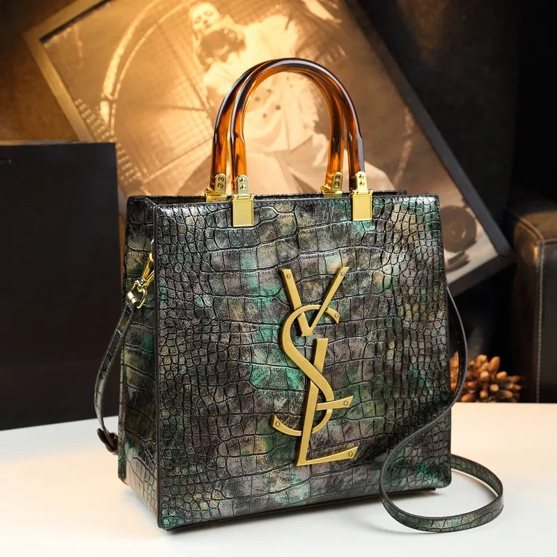 Luxury Crocodile Unique Handbag/Tote Fashion Handbag/Single Printed Shoulder Crossbody Handbag.