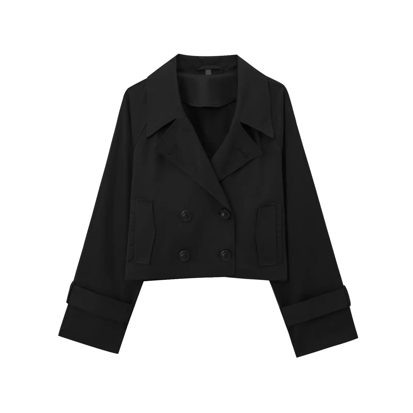 Oversized Cropped Trenched Jacket/Autumn Style Fashionable Versatile /Solid Windbreaker Long Sleeved.