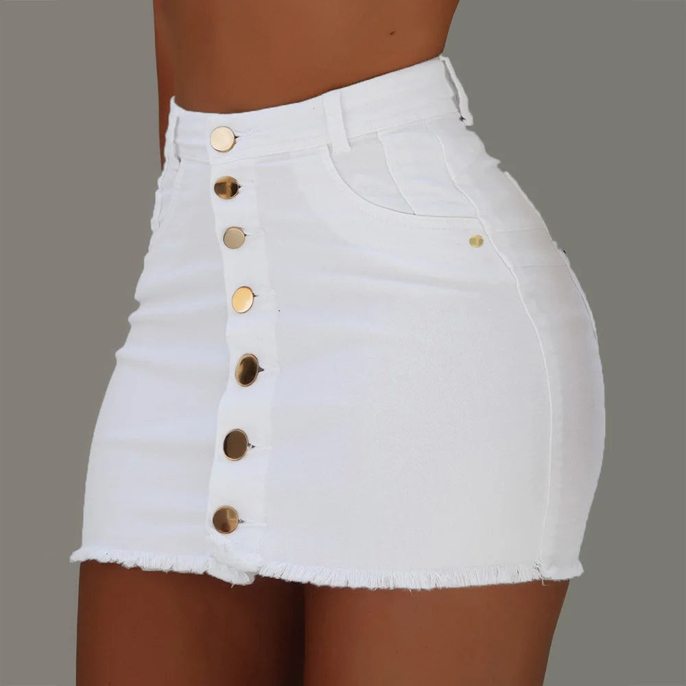 Hot Solid Blended High Waist Skirt/New Casual Fashion Hip Sized Denim Skirt.