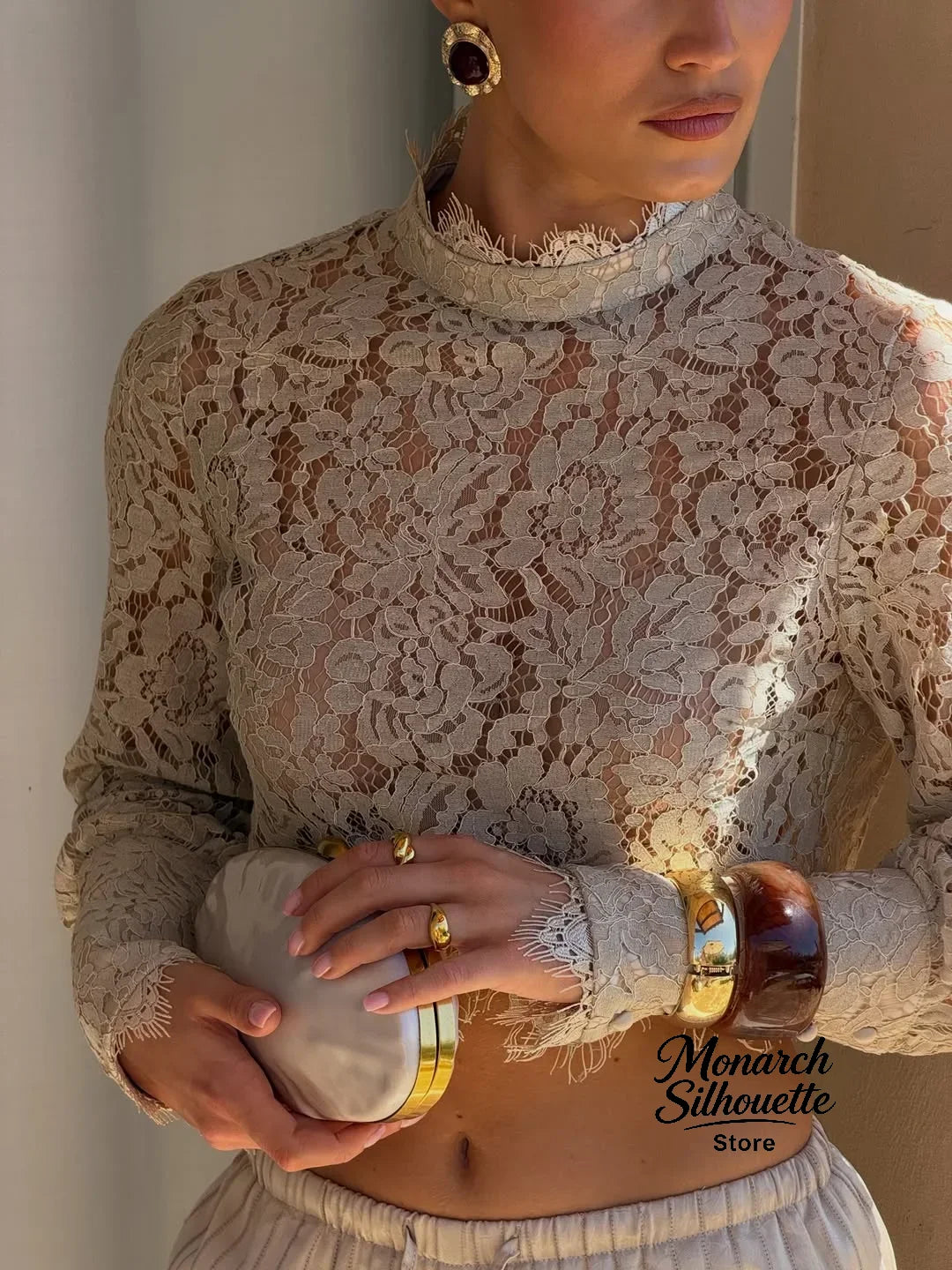 Timeless Lace Two-Piece Set | Elegant Cropped Lace Top & Wide-Leg Pants