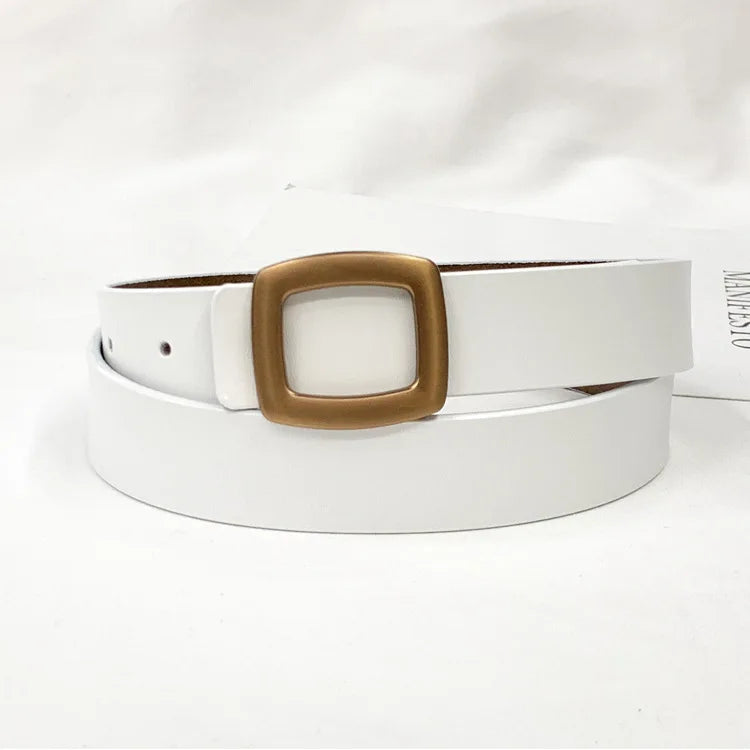 Luxury Genuine Leather Belt’s/Designer Jeans Belt/Female Waistband Fashion/Square Metal Buckle Belt.