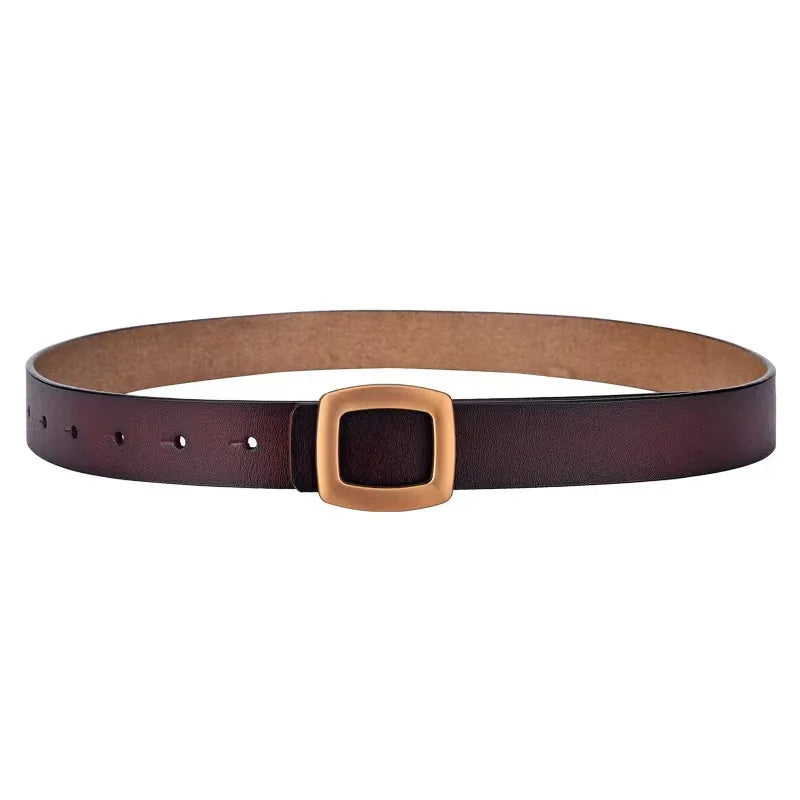 Luxury Genuine Leather Belt’s/Designer Jeans Belt/Female Waistband Fashion/Square Metal Buckle Belt.