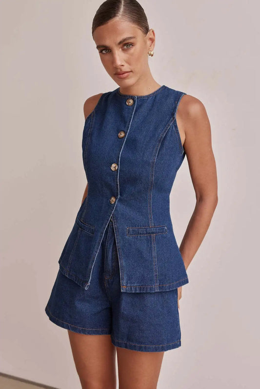 Timeless Denim Elegance™ Two-Piece Set