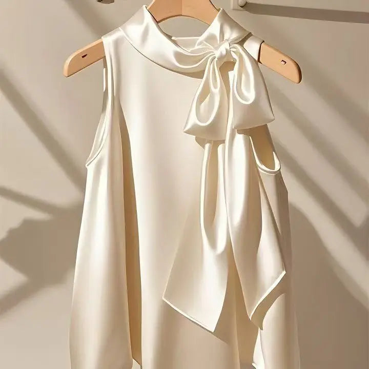 Blossom Slim Fit Pullover/Fashioned Bow Blouse/Neck Top Figured Top/Solid Sleeveless JBOLID Brand/Tatting Design Blouse.