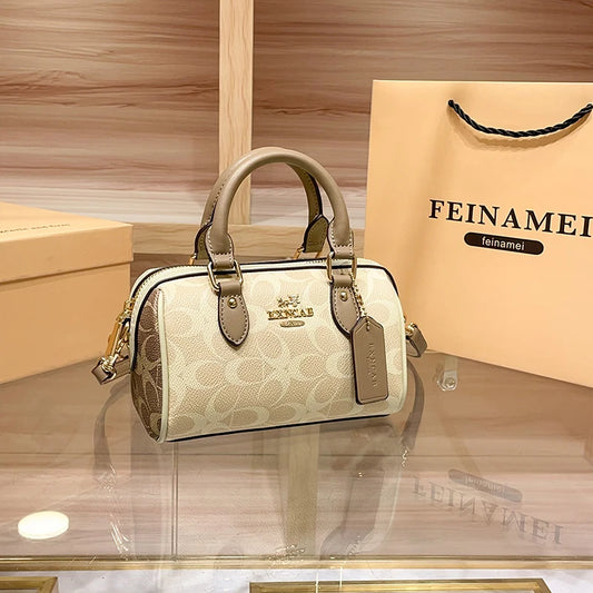 Luxury Monogram Mini Satchel Handbag with Top Handle & Crossbody Strap – Brown Designer-Style Women’s Bag
