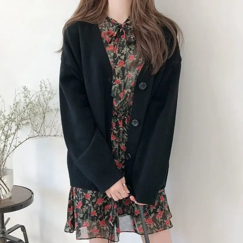 Oversized Women’s Cardigan | Soft Knit V-Neck Button Sweater | Relaxed Longline Layer