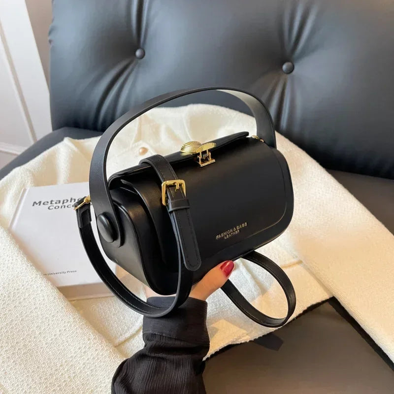 Classic Black Shoulder Handbag/Versatile Retro Crossbody Square Bags/New Large Capacity Textured Leather Flap Handbags.