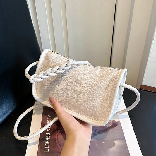 Modern Blend Boutique™ | Luxe Genuine Cowhide Leather Crossbody Bag – Premium Braided Strap Shoulder Purse for Women