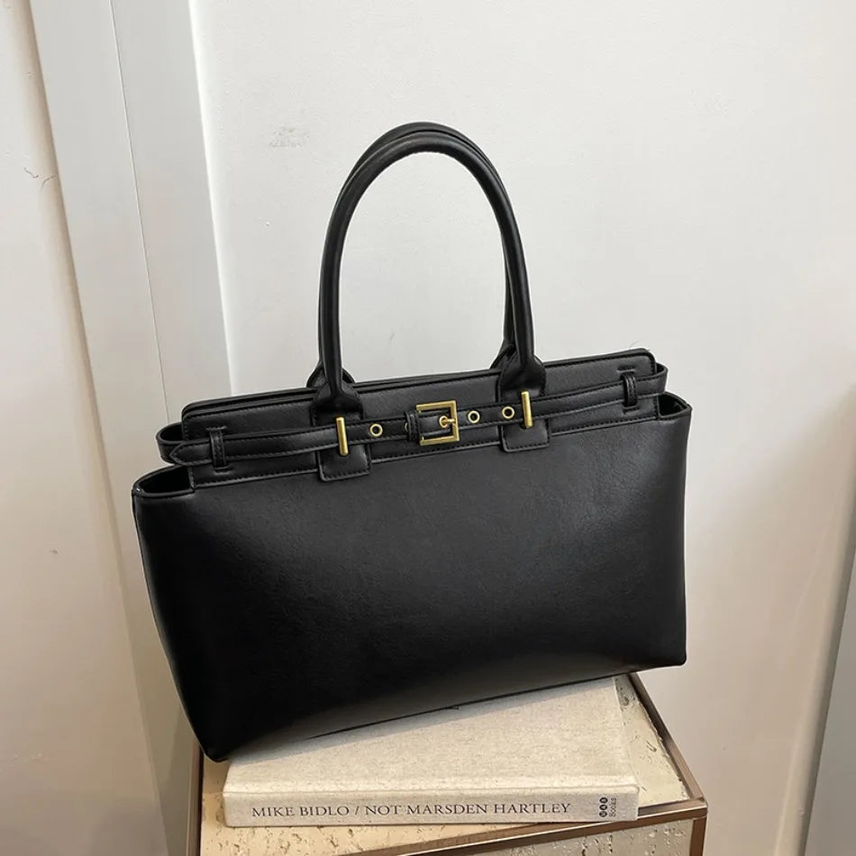 Luxury Large Capacity Tote Bag for Women – Elegant PU Leather Designer Work Handbag