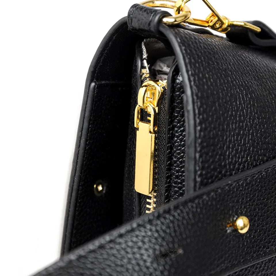 Timeless Black Leather Tote & Crossbody Bag for Everyday Style