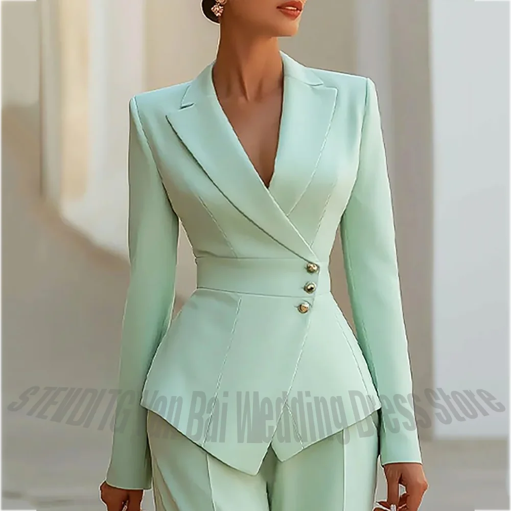 Modern Blend Boutique Luxury Tailored 2-Piece Women’s Suit Set – Elegant Slim Fit Business & Formal Blazer Trouser Outfit