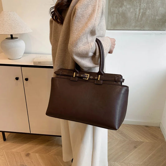 Luxury Large Capacity Tote Bag for Women – Elegant PU Leather Designer Work Handbag