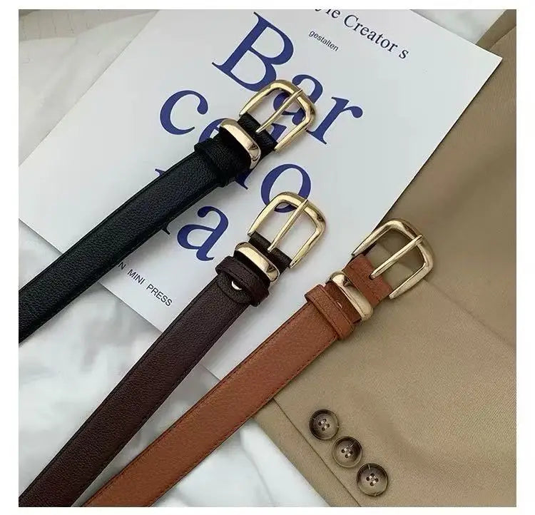 Solid Color Retro Belt/Elegant PU  Suitable for All Four Seasons Belt.