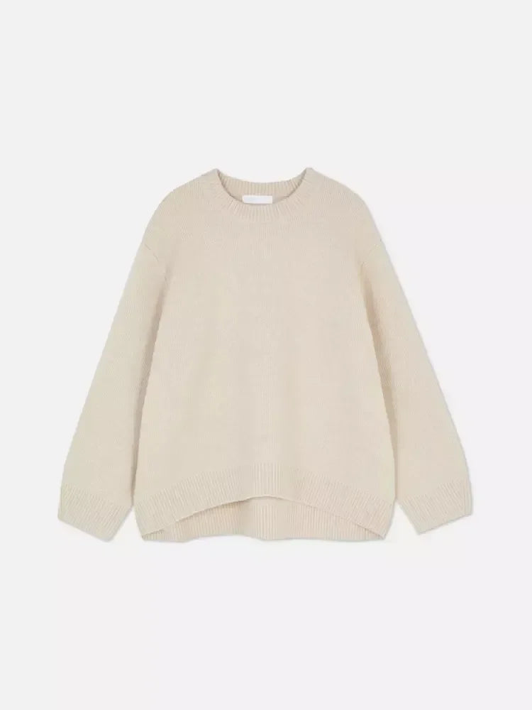 Solid Loose Sweater Fashion Elegant/O-neck Long Sleeve Knitted Pullover/Autumn Female Warm Thick Tops/Comfy Jumpers/