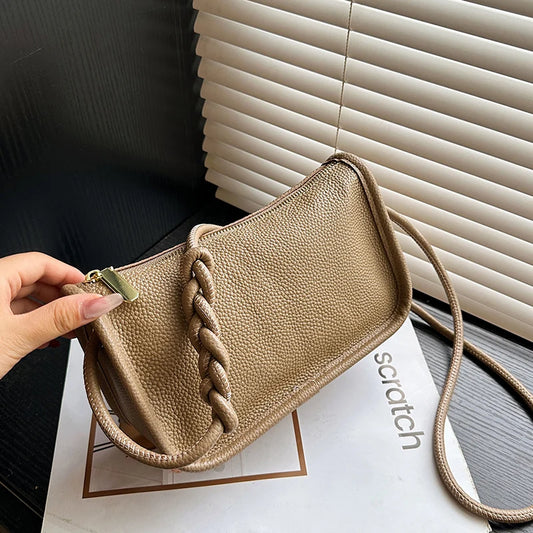 Modern Blend Boutique™ | Luxe Genuine Cowhide Leather Crossbody Bag – Premium Braided Strap Shoulder Purse for Women