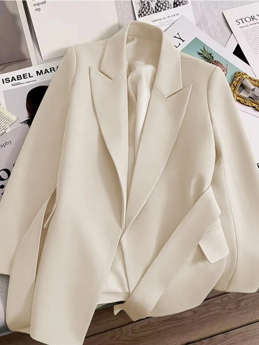 Stylish Loose Fitted Tailored Blazers/Solid Women Wear/Oversized Suit with Belt.