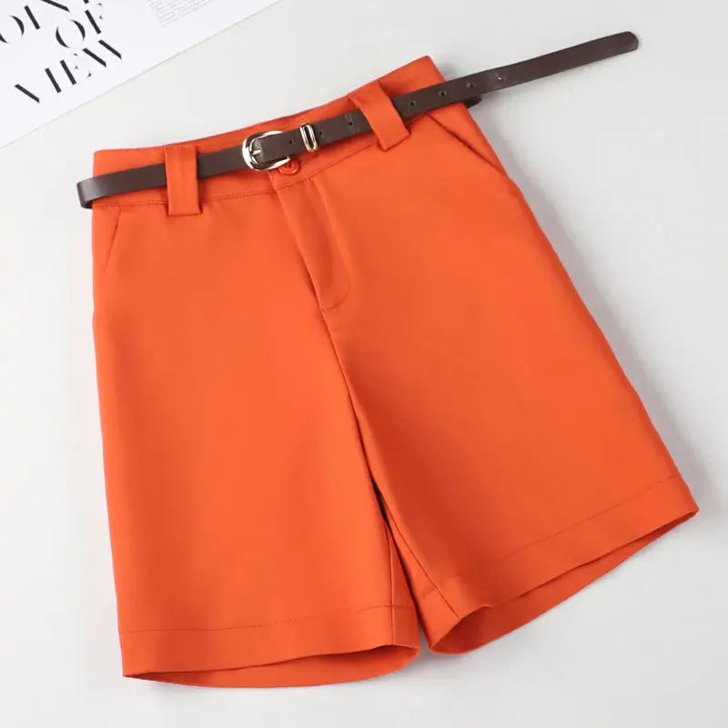 Thin Four-point Short’s/Women New Style Slim High Waist/A-line Casual Wide-leg Temperament Suit Five-point.