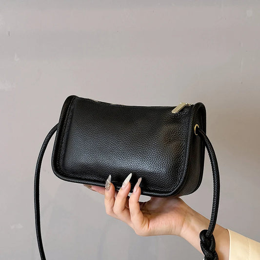 Modern Blend Boutique™ | Luxe Genuine Cowhide Leather Crossbody Bag – Premium Braided Strap Shoulder Purse for Women