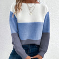 Three-Colored Patchwork Sweater/Casual Loose Jumper Wear/Female Autumn Winter Knitted Thickened Warm Tops.
