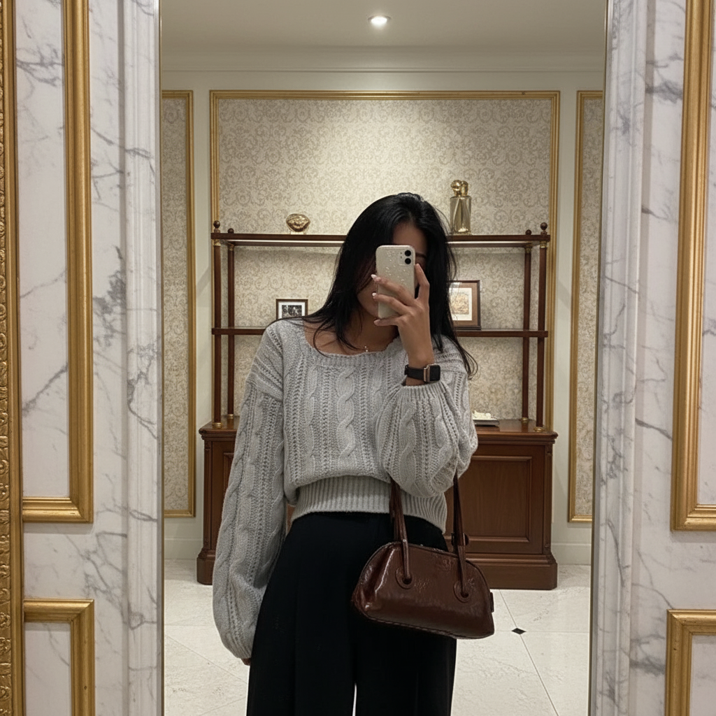 Classy Pullover Square Neck Sweater/Autumn and Winter Loose Casual/Simple Jumper Solid Color Long Sleeved Knitted Sweater.