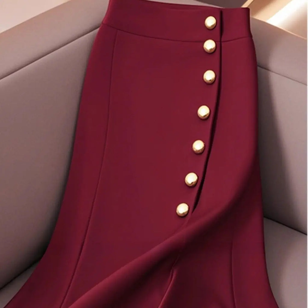 New Fashion Temperament/Mermaid Slim High Waist  Single/Breasted Solid /Color Office Lady Elegant Skirts High End/Button designed.
