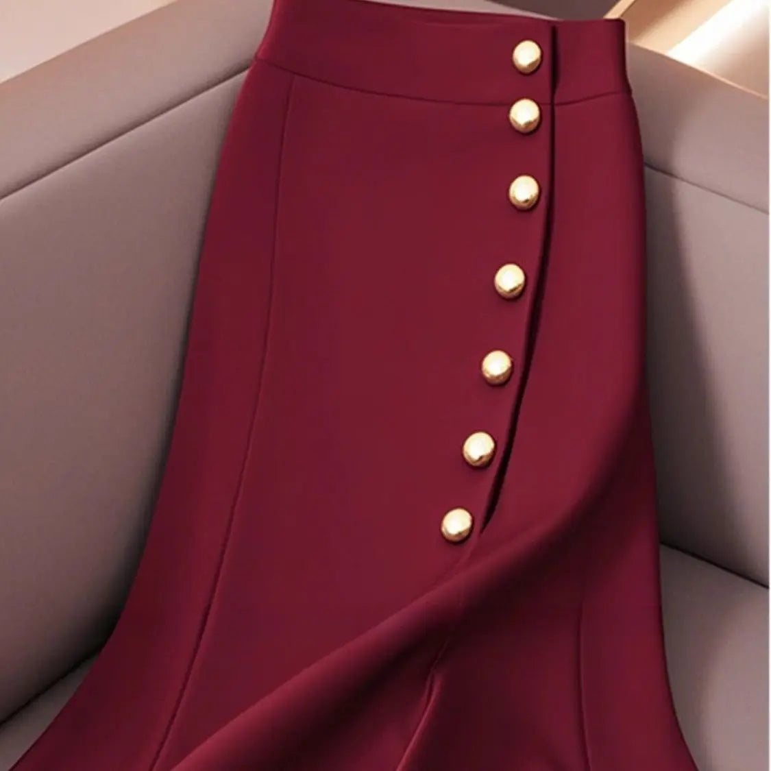 New Fashion Temperament/Mermaid Slim High Waist  Single/Breasted Solid /Color Office Lady Elegant Skirts High End/Button designed.