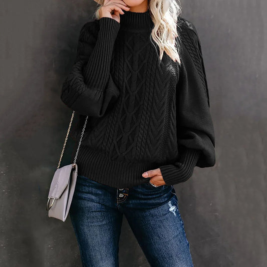 Cozy long-sleeved pullover/Solid color winter fashion/Comfy knitted sweater for women/Limid-neck sweater for women/Fashion long sleeved knitted solid color sweater.