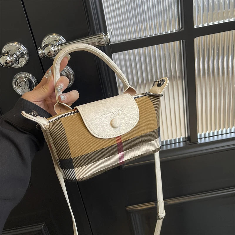 European and American Fashion Women's Bag/New Check Pattern Bag Handheld Dumpling Bag Handheld Crossbody Bag/Soft PU Material.