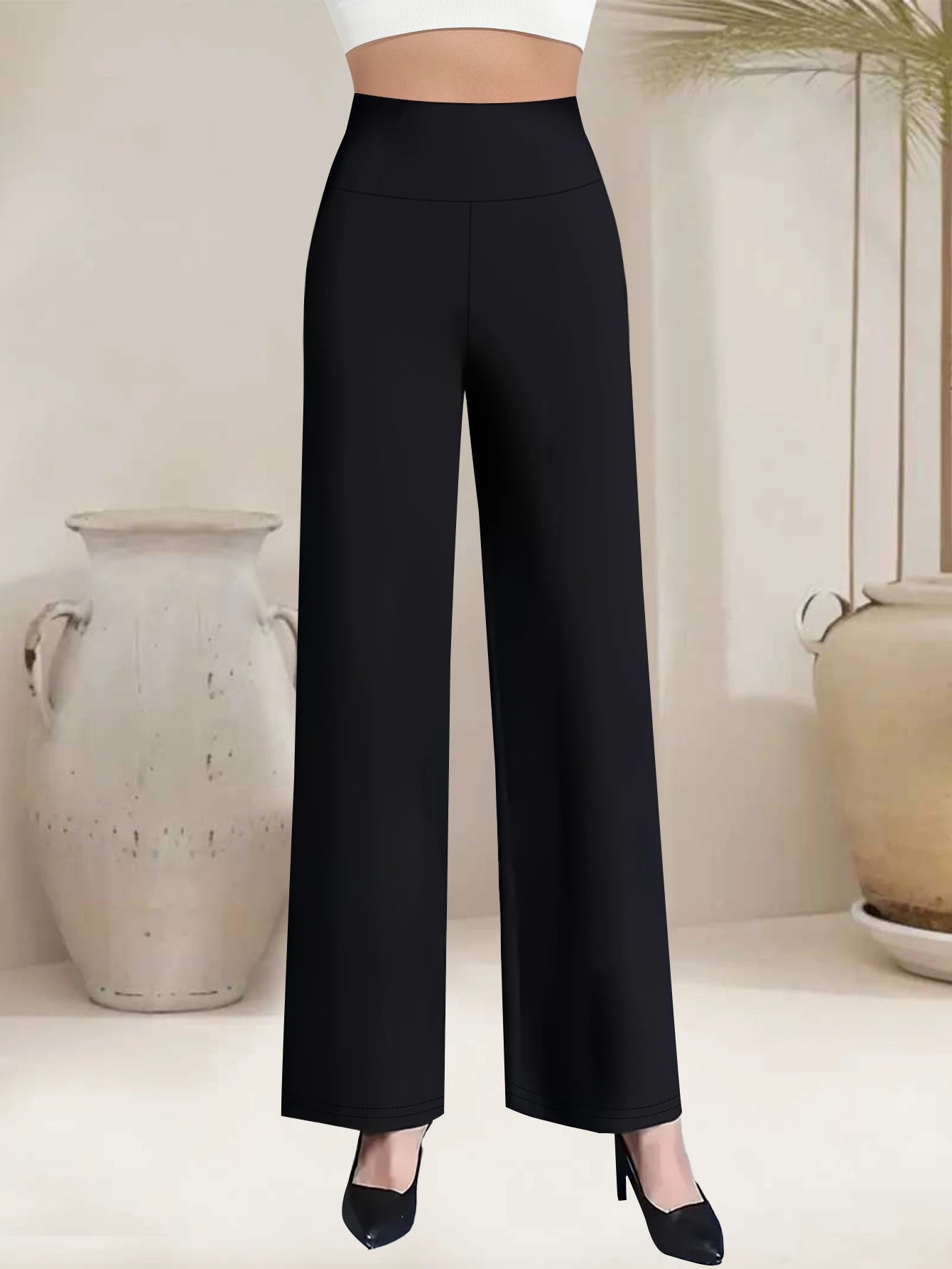 Flared wide leg waisted pants/Modern style pants for women/versatile for spring, summer, autumn, winter, office wear.