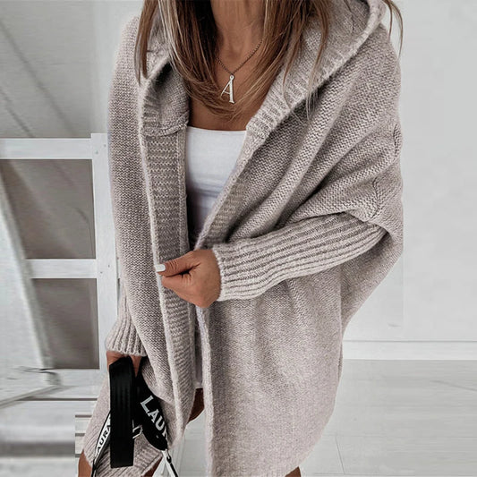 Two Tone Hooded Knit Cardigan for Women | Long Winter Patchwork Sweater | Modern Blend Boutique