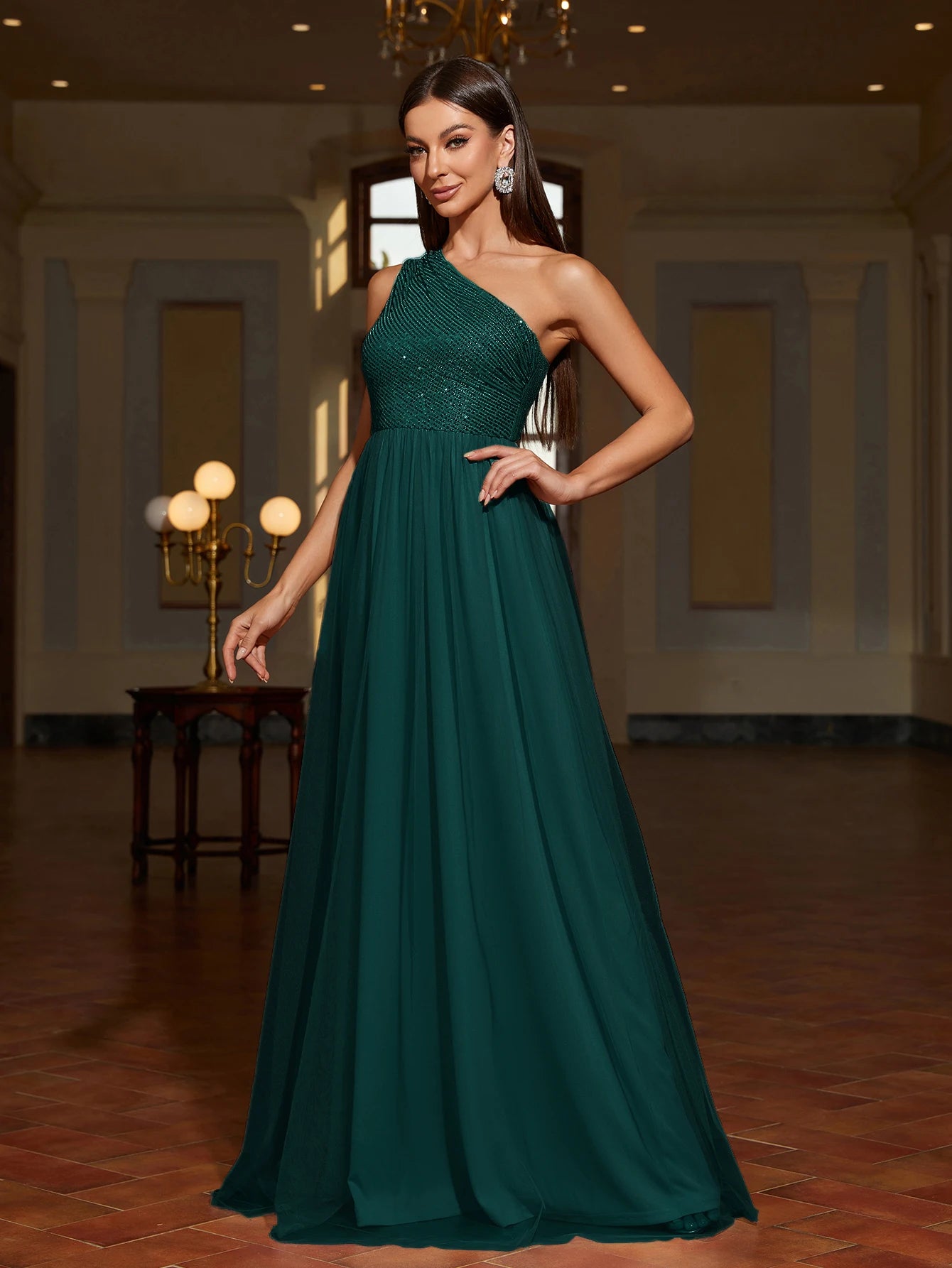 Asymmetrical Backless Exquisite Sequin Mesh  Dress/Long Evening Dress/Special Host Performance/ Bridesmaid Dress.🖤