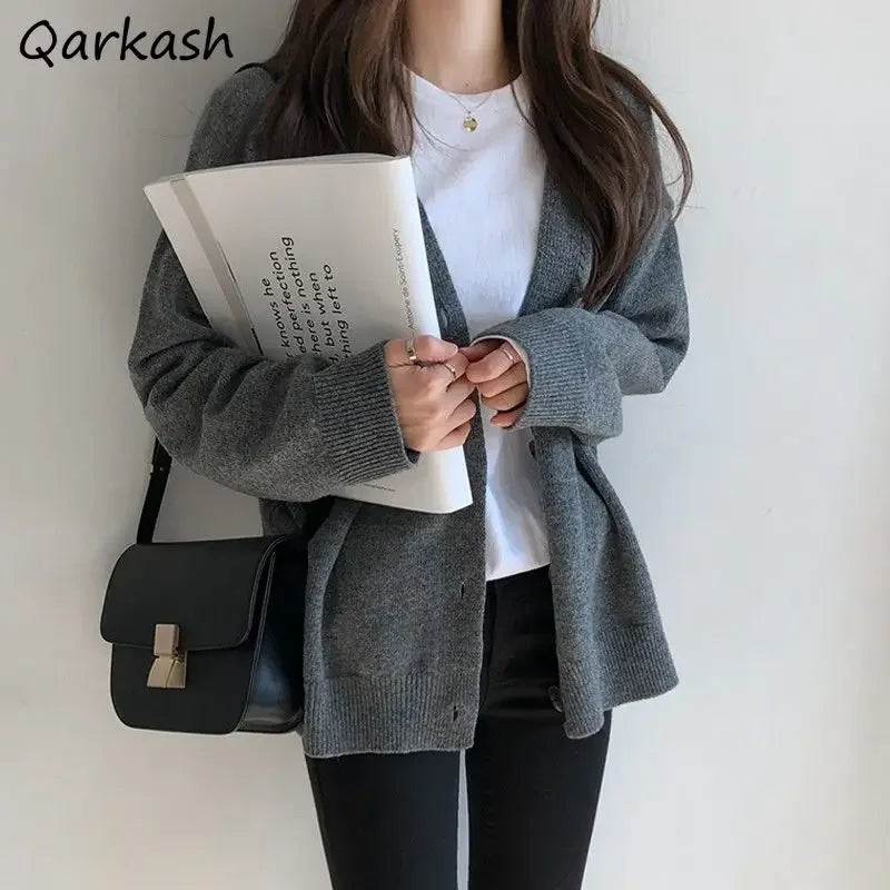 Oversized Women’s Cardigan | Soft Knit V-Neck Button Sweater | Relaxed Longline Layer