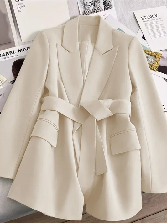 Stylish Loose Fitted Tailored Blazers/Solid Women Wear/Oversized Suit with Belt.