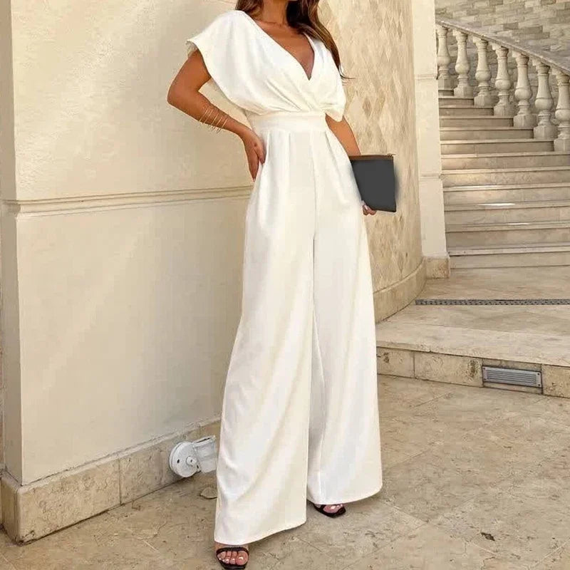 Solid Color Slim Playsuits/Simple Lady Commuting/Rompers Temperament High Waist Wide Leg Jumpsuits/Broad Cloth.